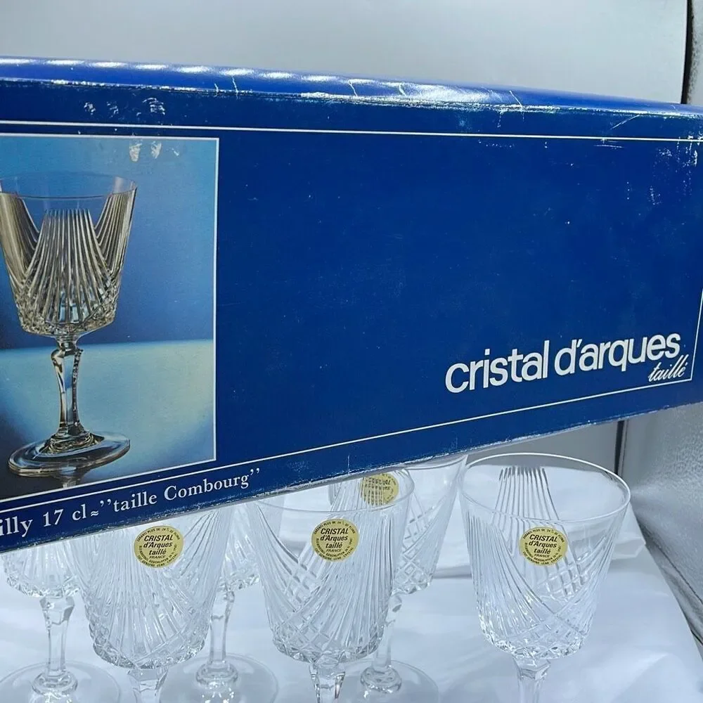 NWT set of 6 Cristal d’Arques taille cut 24% lead Chrystal glasses.
